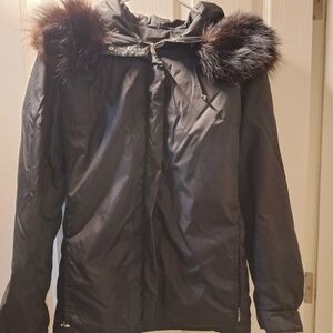 Bogner Black Ski Jacket with Brown Fur Trim